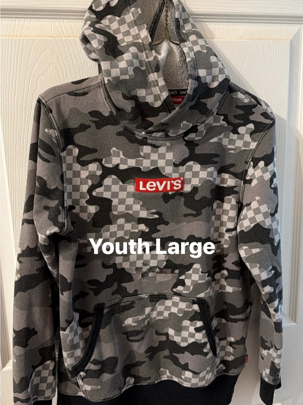 Levi's Gray & Black Camo Hoodie with Red Logo